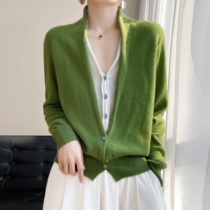 BELIARST 2023 Spring and Summer New Sweater 100% Pure Wool Knitted Fake Cardigan fFashion Korean Color Contrast Blouse