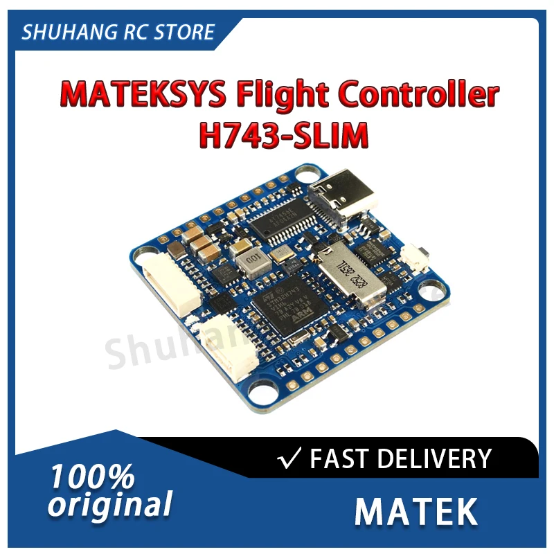 

Контроллер полета MATEK MATEKSYS H743-SLIM STM32H743VIH6 Встроенный OSD Blackbox 2 ~ 8S LiPo для радиоуправляемого самолета