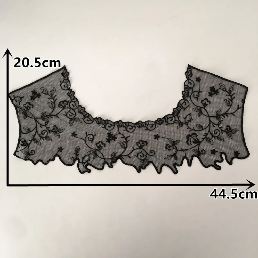 New arrive Black Organza Lace Collar Embroidery Applique Lace Trimming For Sewing DIY Lace Fabric Dresses Accessories Supplies