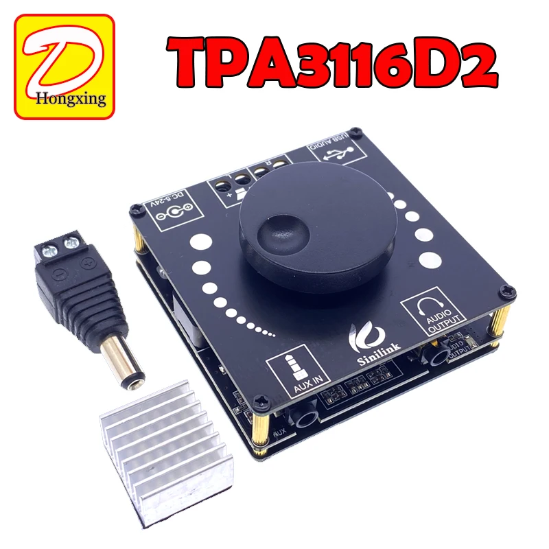 50W+50W Bluetooth 5.0 Digital TPA3116 Audio Power Amplifier Class D 10W~200W HiFi Stereo TPA3116D2 USB Sound Card App XY-AP50H