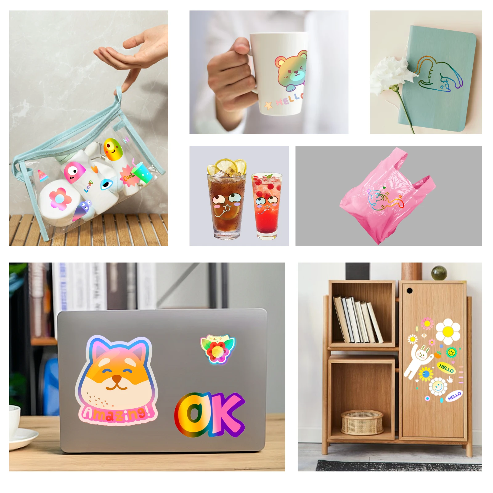 20 ورقة A4 ثلاثية الأبعاد قابلة للطباعة ملصق فينيل ورقة مقاوم للماء سريعة الجفاف ليزر متوافق مع قوس قزح 8.3x11.7in #6