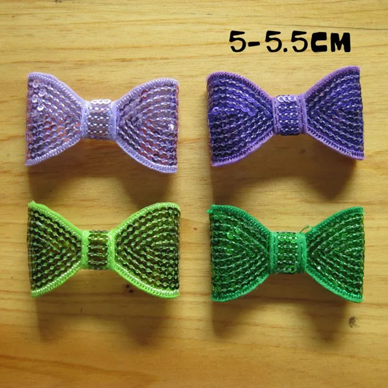 10pcs/lot 18colors DIY Shiny Sequin Bows Knot Without Clips Fashion Applique Headband Bows For Kids Girls Hair Accessories