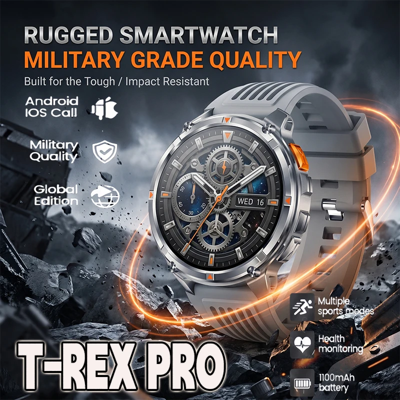 

T-REX3 Ultra Smartwatch 1100mAh Battery 10ATM Waterproof GPS Compass 1.7" AMOLED HD Call Sports Watch for Men