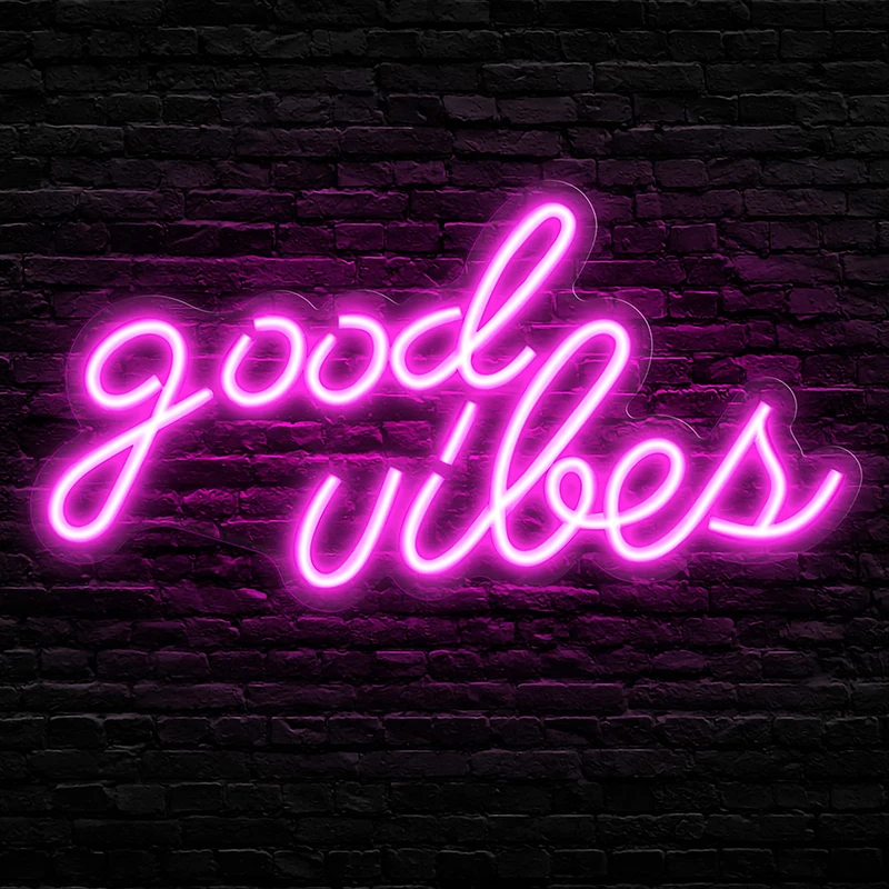 

Pink Good Vibes Neon Sign Night Light Neon Lights for Bedroom LED Neon Signs for Wall Decor