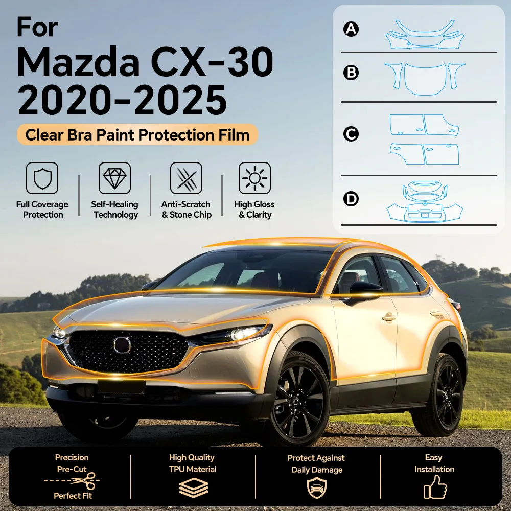 TPU For Mazda CX30 CX-30 2020-2025 Paint Protection Film PPF Car Body Sticker Self-Healing Accessories Anti-Scratch Resistant