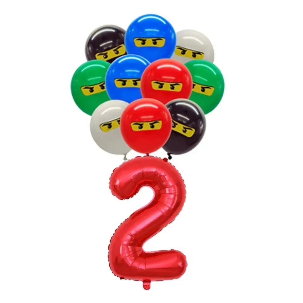 Geburtstagsparty-Dekorationsset: Ninjato-Becher, Teller, Banner, Schlüsselanhänger, Luftballons für Jungen, Kindergeburtstag, Babyparty, Fotokabinen-Requisiten