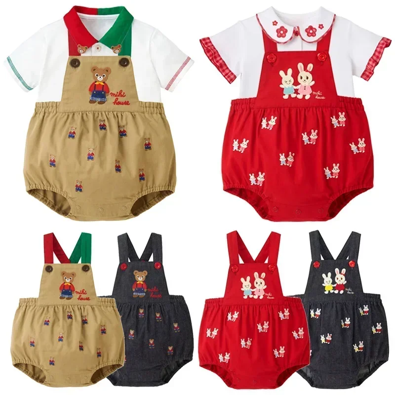 

Baby Workwear Summer 2023Miki Kids New Boys And Girls Cartoon Bear Rabbit Embroidered Suspenders Cute