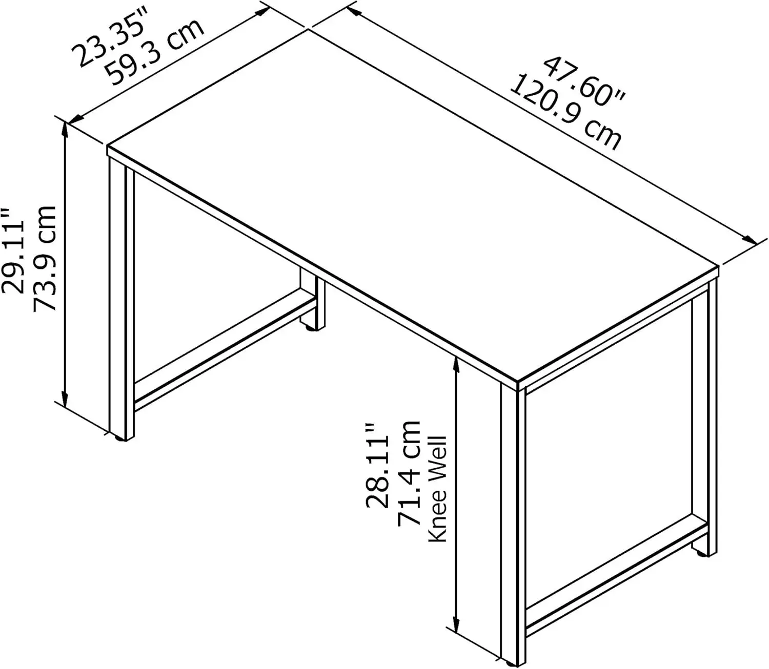 Scrivania da tavolo serie 400 48W x 24D con gambe in metallo in bianco