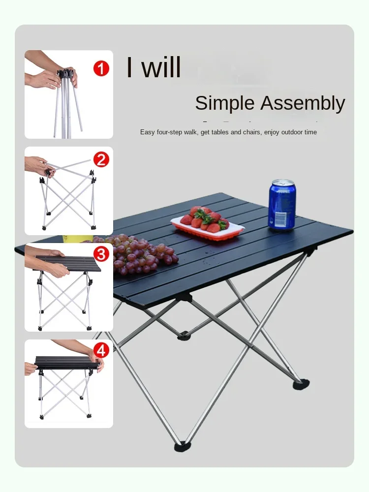 Table and Chair Foldable Table Outdoor Portable Camping Camping Barbecue Aluminum Alloy Egg Roll Table