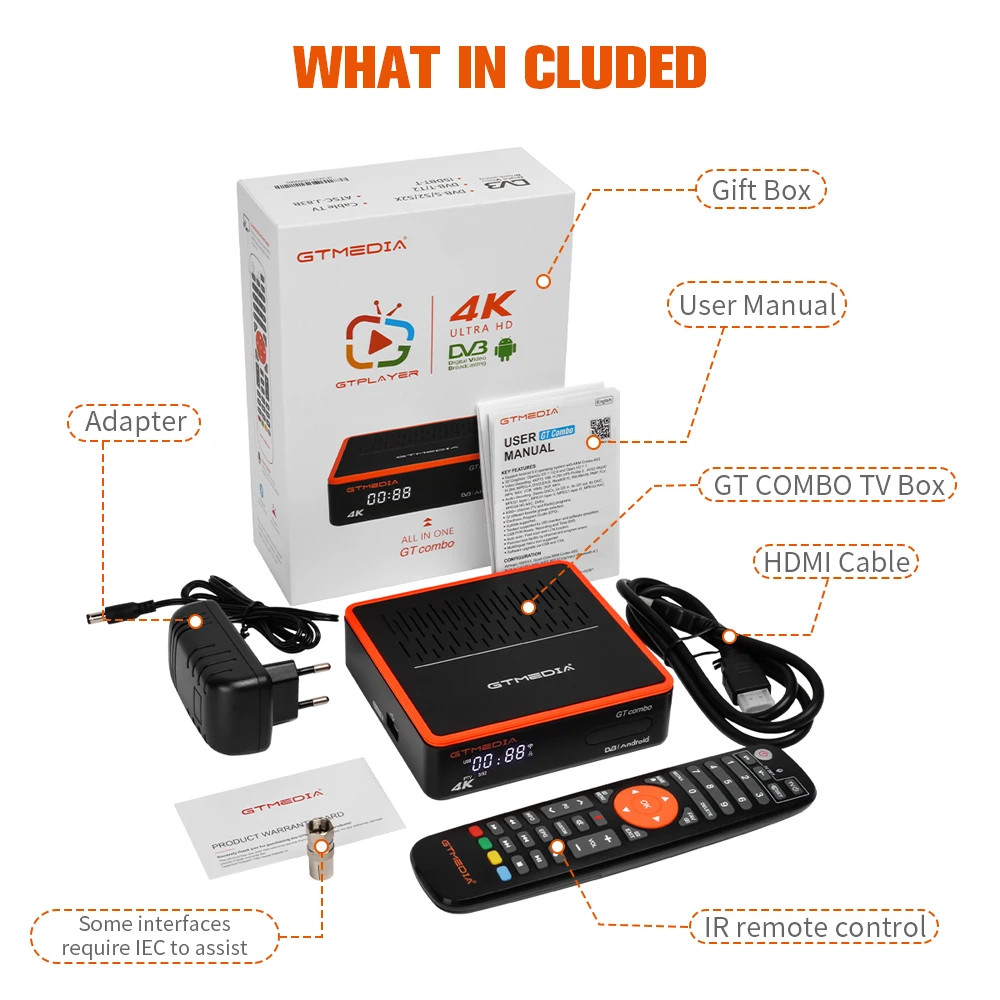 Imagem -06 - Gtmedia-caixa do Receptor de tv Via Satélite gt Combo Caixa Android 4k 8k hd 4:2:2 Andróide 9.0 Dvb-s2x Dvb-t2 Dvb-c 2gb 16gb Gtc