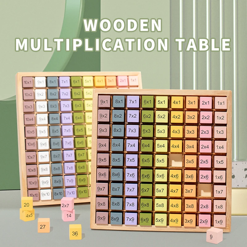 Conjunto de brinquedos de quebra-cabeça de matemática de madeira: tabelas de multiplicação e blocos numéricos em diversos designs - super prático para que as crianças aprendem a matemática e