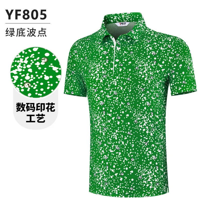 

PGM Новый мужской топ с короткими рукавами для гольфа, летняя эластичная быстросохнущая рубашка-поло, мужской дышащий спортивный трикотаж для гольфа с принтом