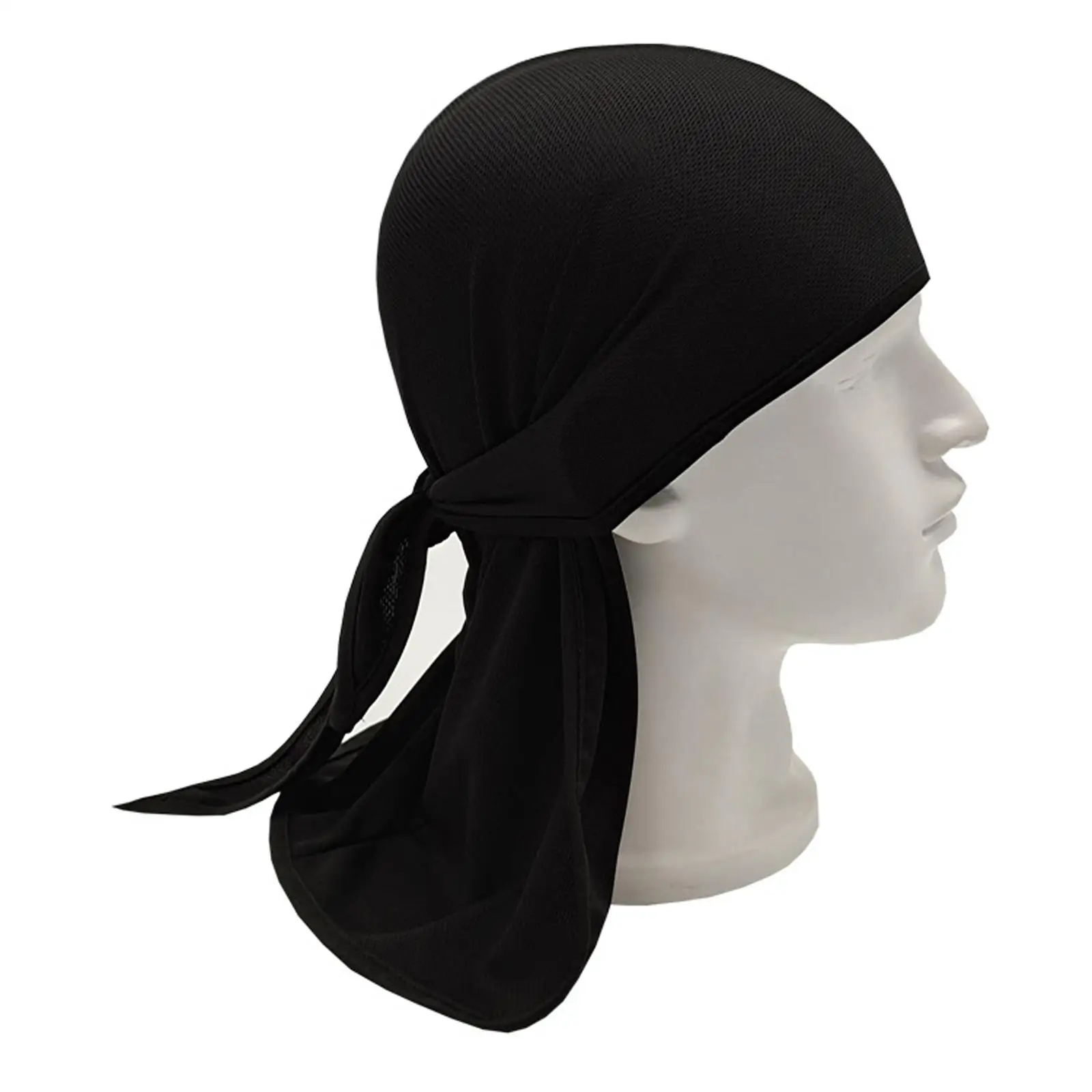 Head Wrap Hat Long Tail Mesh Fabric Balding Hair Caps Turban for Running Hip Hop Lovers Decoration Daily Wear Cyclists