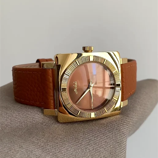 Zegarek damski Niche Art Design wysokiej jakości, nowy model 2026 w stylu retro, z skórzanym paskiem, luksusowy zegarek kwarcowy, prezent urodzinowy.