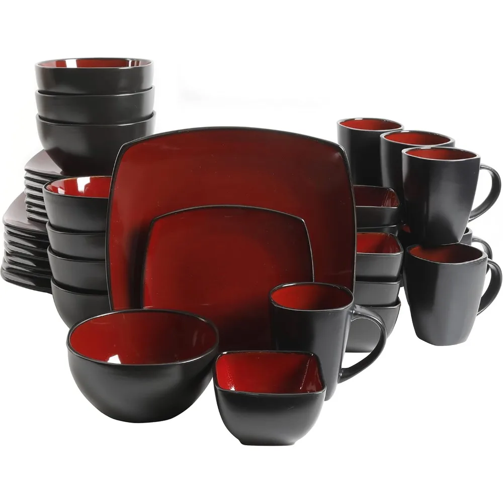 

Набор столовой посуды, сервиз на 8 (40 шт.), красный/черный, набор столовой посуды