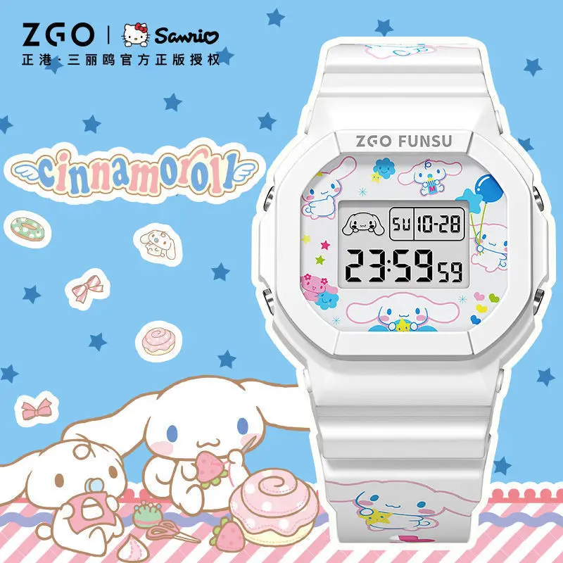 Original Sanrios Joint Zgo Cinnamoroll Watches Waterproof Luminous Kawaii Cute Sports Quartz Watch Boy Girl Student Anime Gift