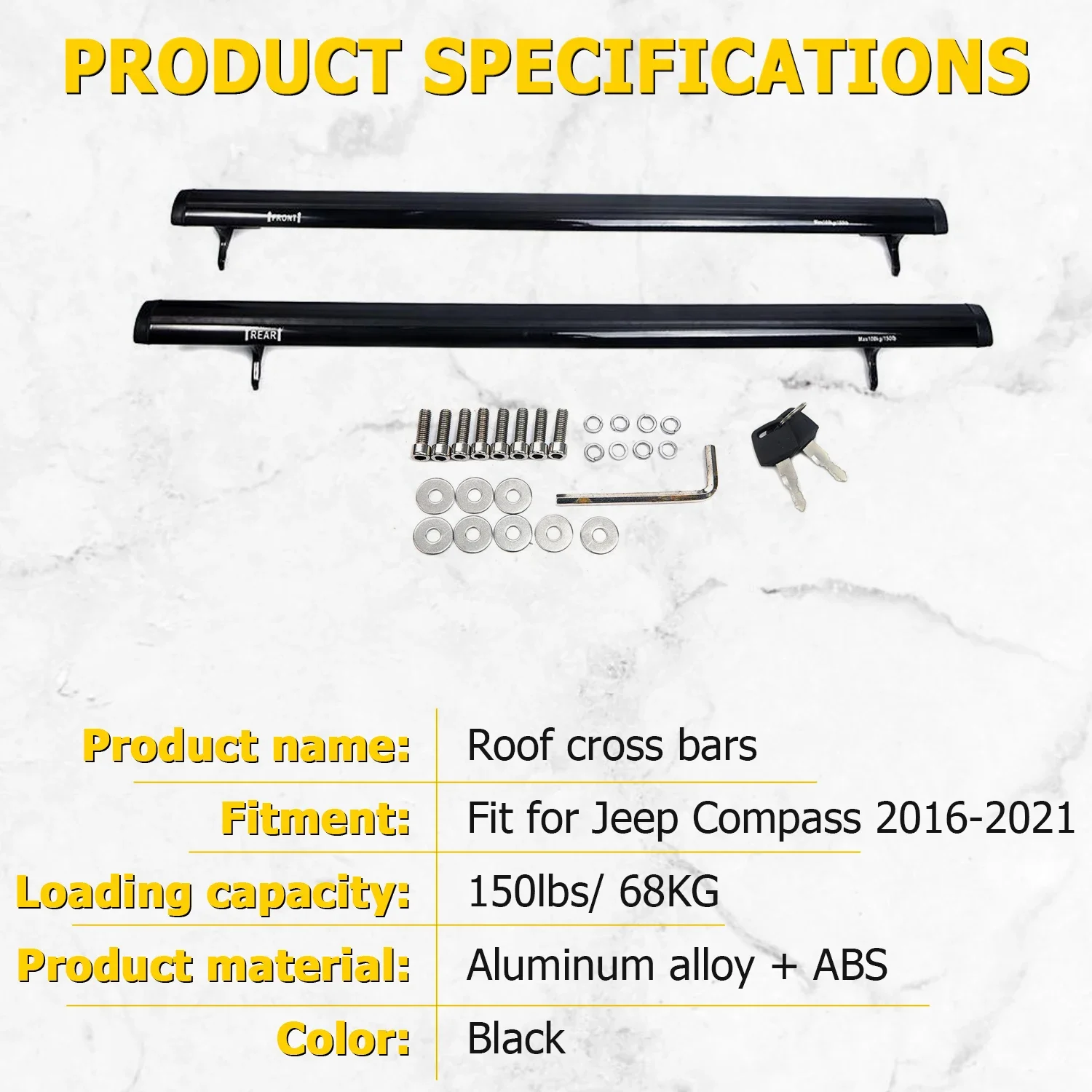 Car Roof Rack Cross Bar for Jeep Compass 2017-2022 Aluminum Alloy Luggage Carrier Kayaks Bike Canoes Roof Cross Bars Rack Holder