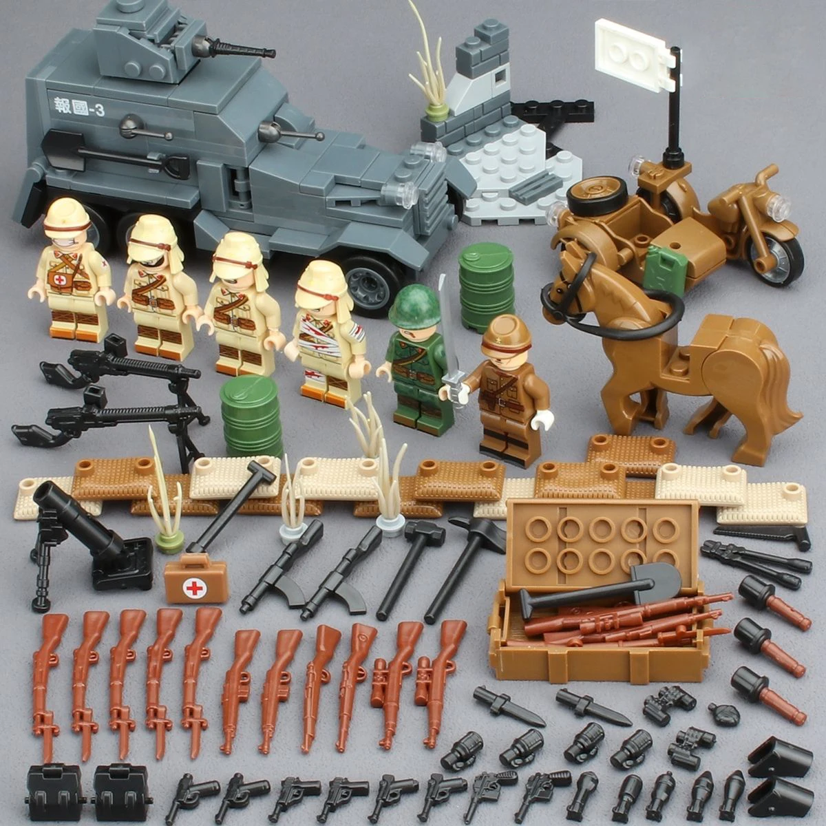 WOII Soldaat Japans Leger Militaire Wapens Speelgoedmodel WO2 M25 Zwaar Gepantserd Voertuig Rupsvoertuig Strijd Tank Bouwstenen Speelgoed