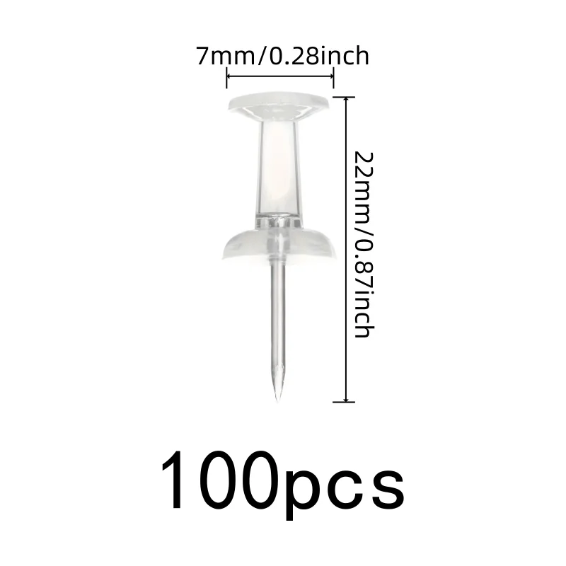 100 pcs Clear Map Pins for DIY Wall Decoration, Non-Damage Wall Safe, Reusable Durable, also fits DIY Wall Decoration