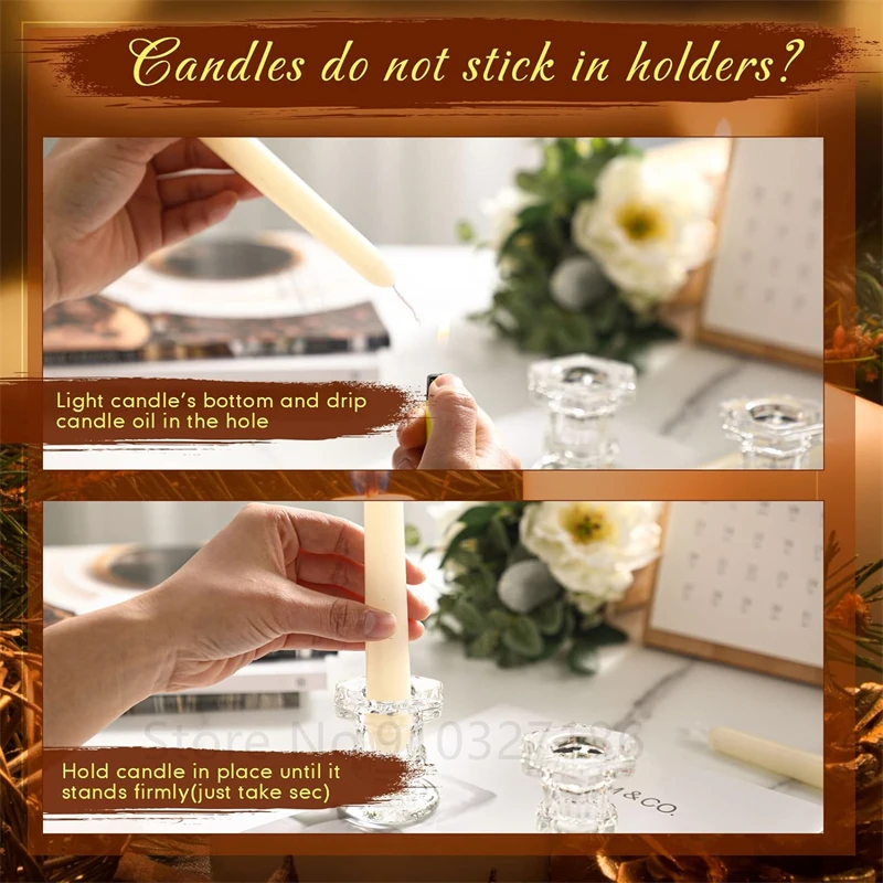 10Pcs Candlestick Holder Taper Candle Holders Small Glass Candle Holder for Wedding Table Centerpiece Party Decoration