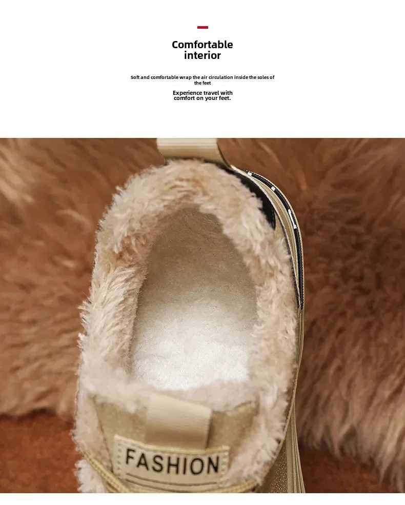 أحذية رجالية دافئة مبطنة بالصوف كاجوال نمط ملابس العمل أحذية رياضية مضادة للانزلاق النسخة الكورية للرجال متينة مبطنة بالصوف الشتوي #6