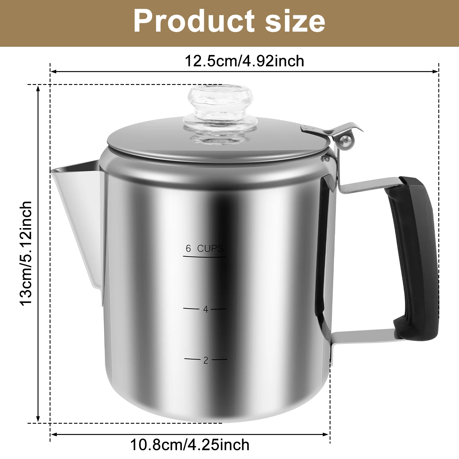 Multi Use Percolator Coffee Pot Stainless Steel Stove Top Coffee Maker with Two Tough Borosilicate Glass Knob Silica Handle Camping Coffee Pot Using