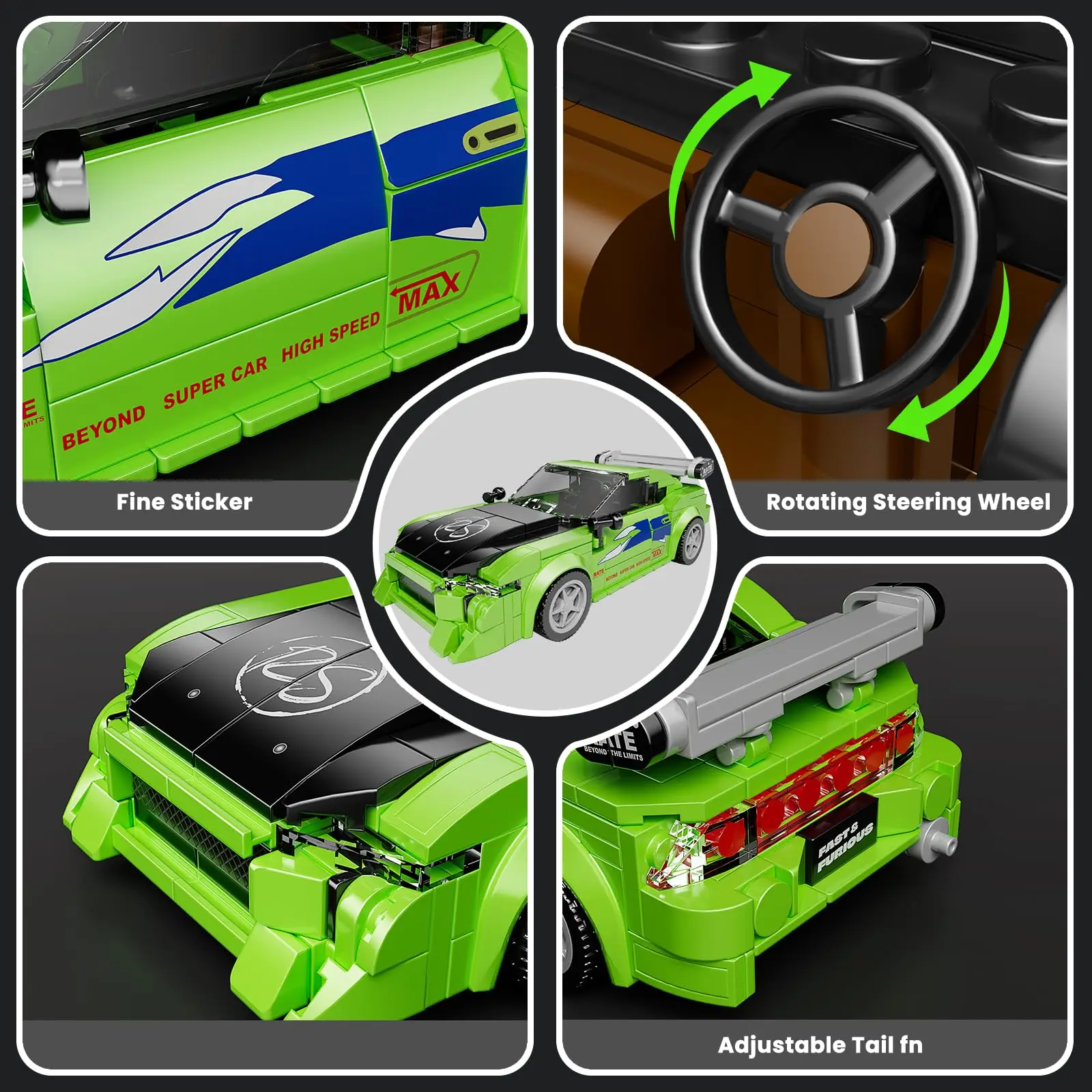 Mold King Conjuntos de Construção de Modelos de Carros, 27033 ModeCar Kit Blocos de Construção de Carro Brinquedos de Construção com Vitrine, Kits de Construção de Carro de Corrida para Adultos e Crianças (338 PCS)