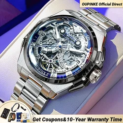 OUPINKE Men's Watches Skeleton Chronograph Italian Designer Collaboration Top Men's Wristwatches Automatic Mechanical 2024 NEW