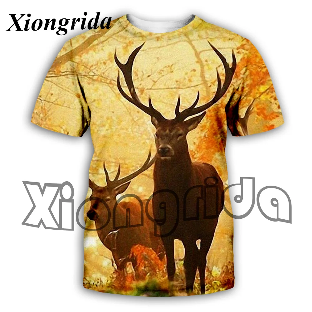 Fashion Animals T-Shirts Hunting Wildlife Elk Lion 3D Printed Short Sleeve Tees Casual Harajuku Streetwear Unisex Top XS-6XL