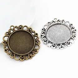 New Fashion 5pcs 25mm Inner Size Antique Silver Plated and Bronze Vintage Style  Cabochon Base Setting Charms Pendant