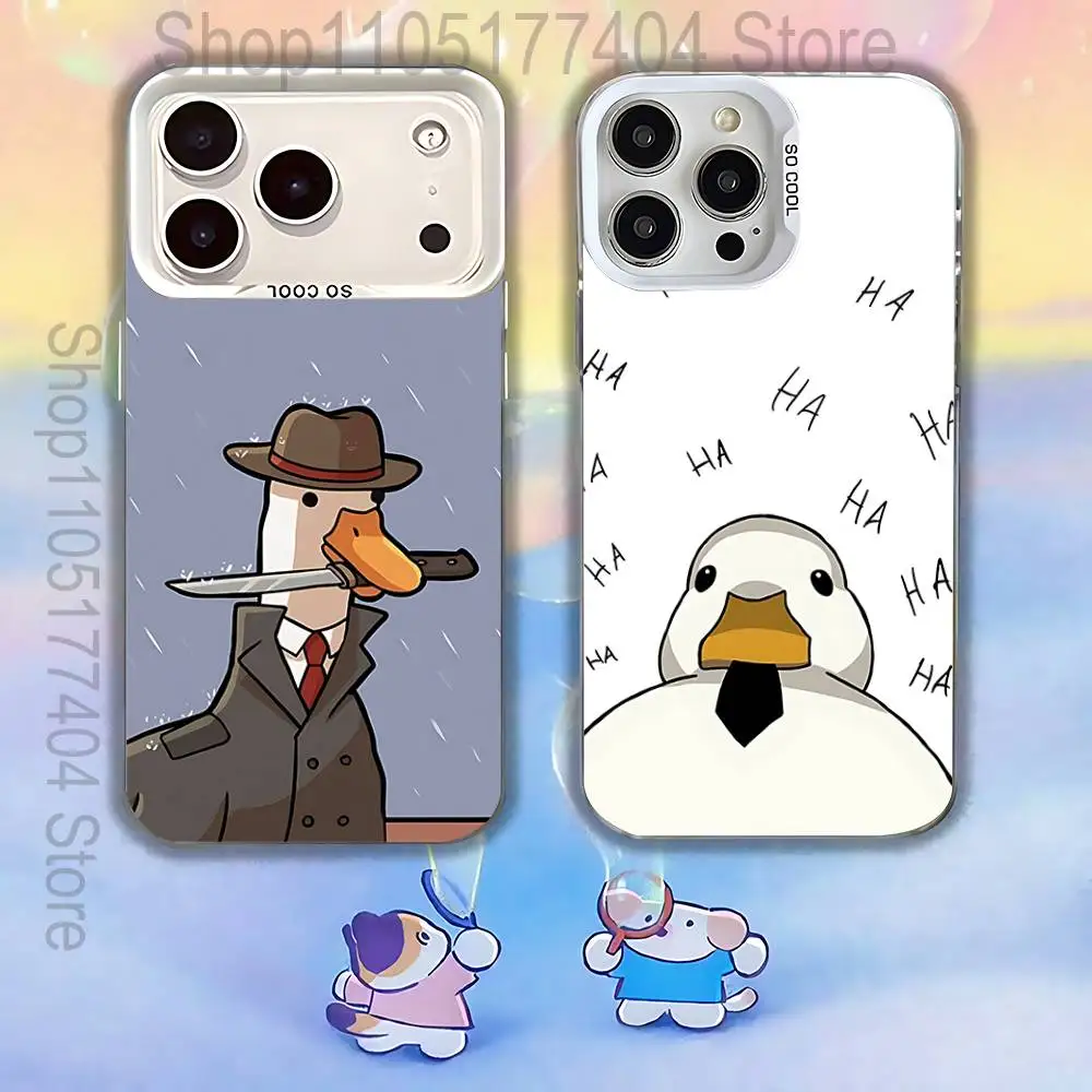 

Funny D-DucK Goose CUTE Phone Case For iPhone 17,16,13,12,X,11,15,14,Pro,Max,Plus,SE4,Air,Mini White IMD HD Matte