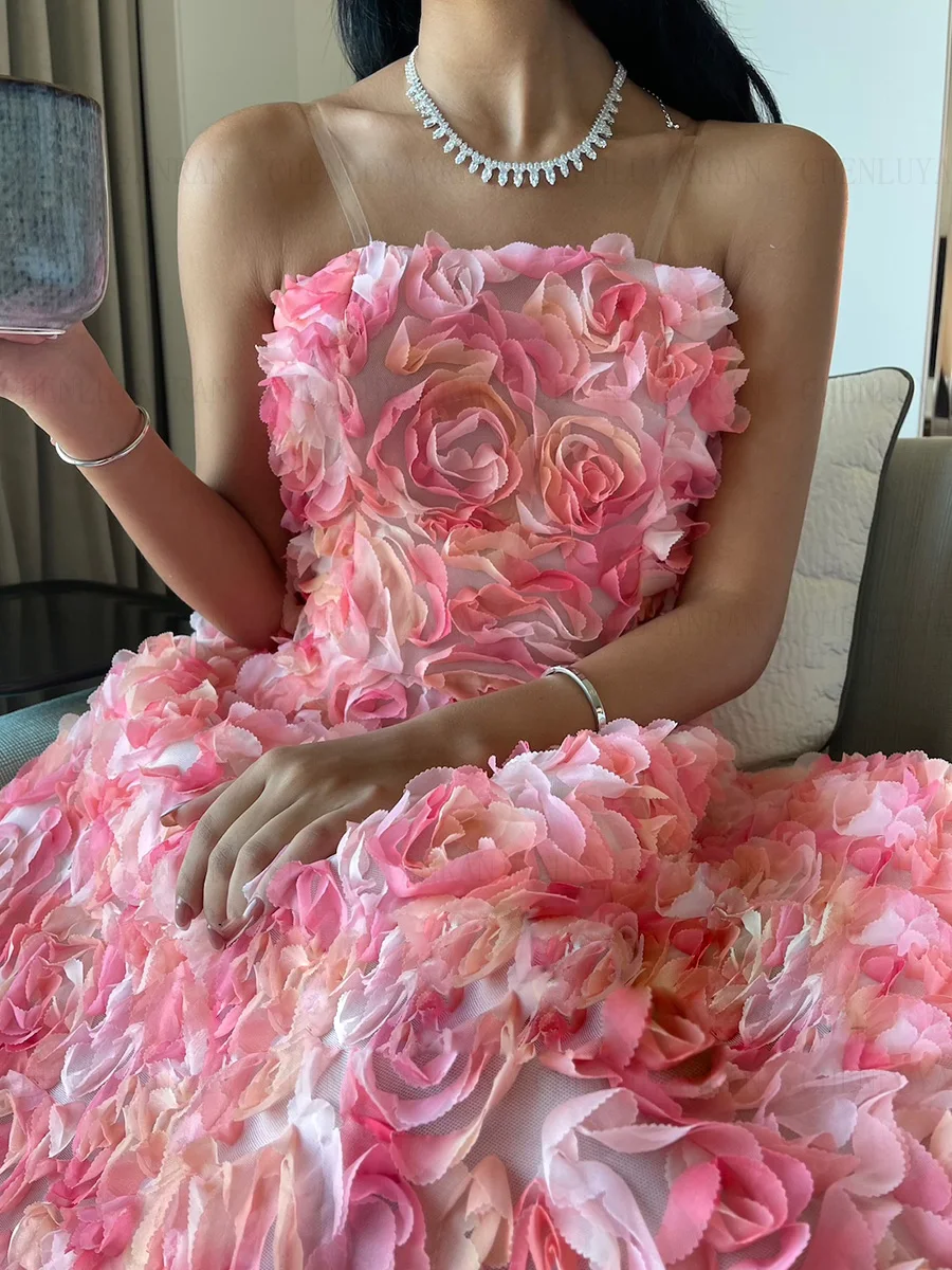 Exquisite Pink Formal Occasion Dresses 2023 Strapless A-line Lace Ball Gowns Lace Up Sexy Evening Party Gowns فساتين الحفلات