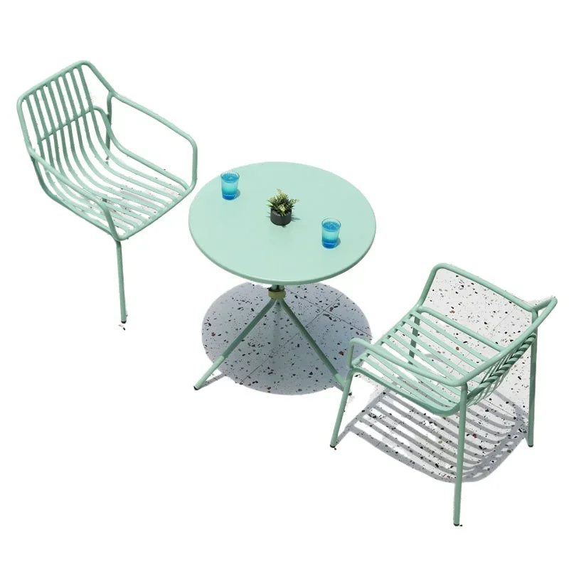 Outdoor tables and chairs courtyard Internet celebrity milk tea shop wrought iron leisure chair cafe outdoor garden balcony t
