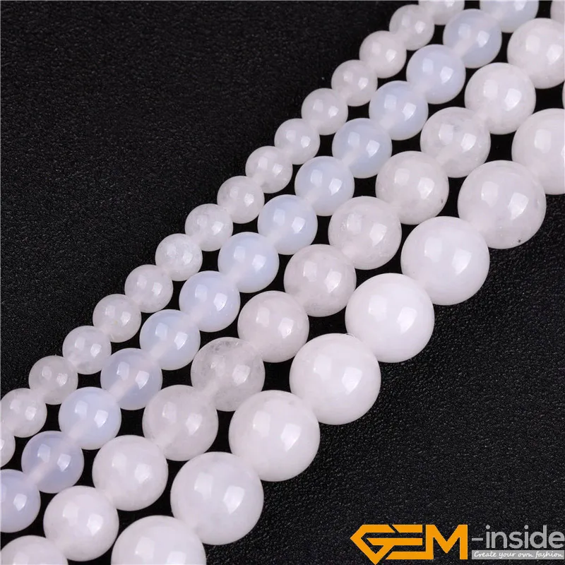 Round White Jades Fashion Jewelry DIY Beads For Women Bracelet & Necklace Making Strand 15inches Acceories