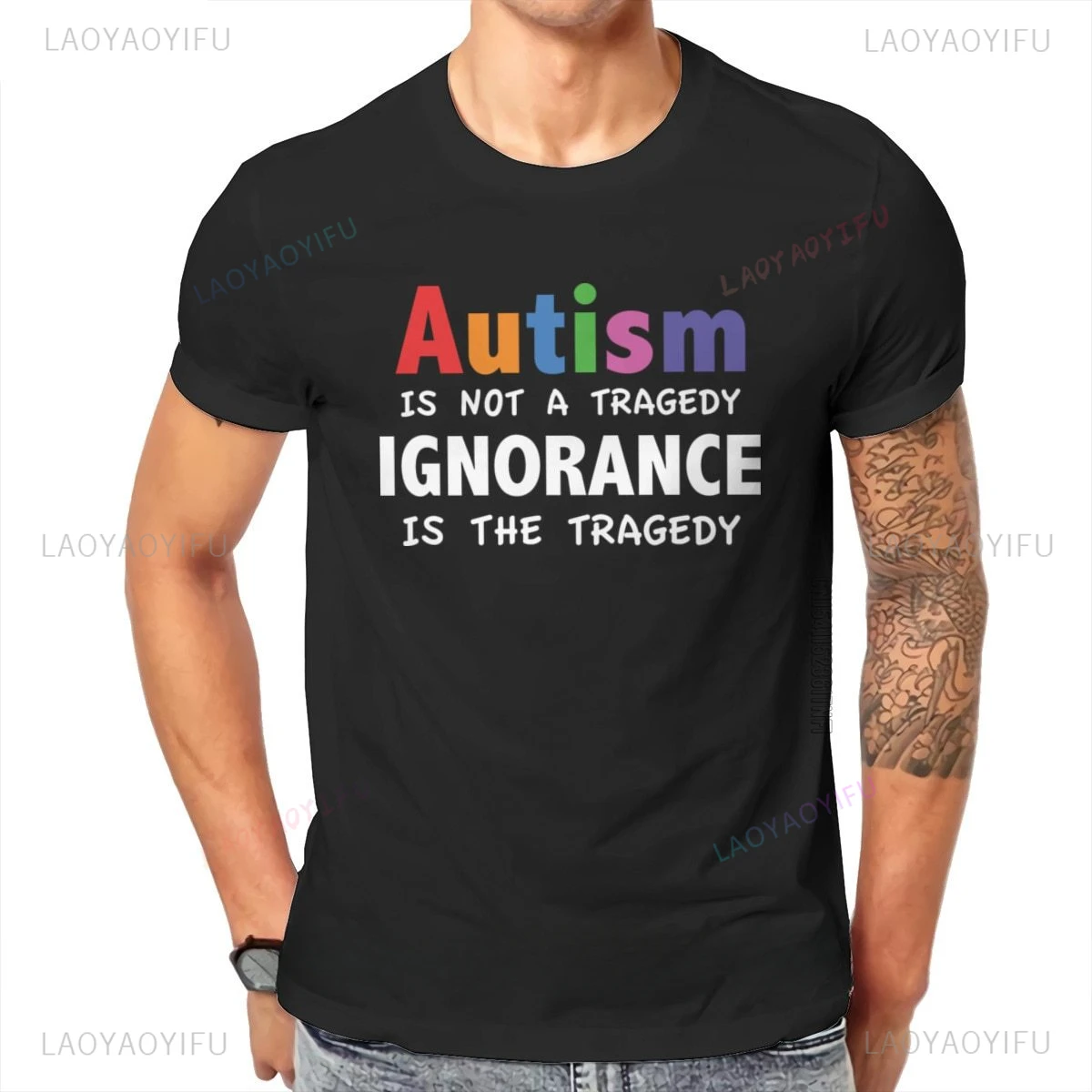 Autism Is Not A Tragedy Mens  Cotton T-Shirt Red Punk Hiphop 99740 Normal Top for Boys Girls Retro Harajuku Gift T Shirts