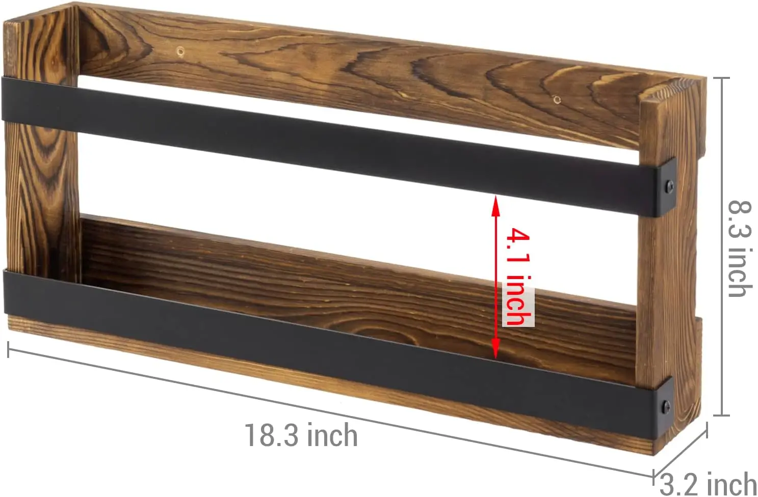 Rustic Wood and Metal Magazine Rack, Wall Mountable Double Wide Book Holder or Standing Organizer