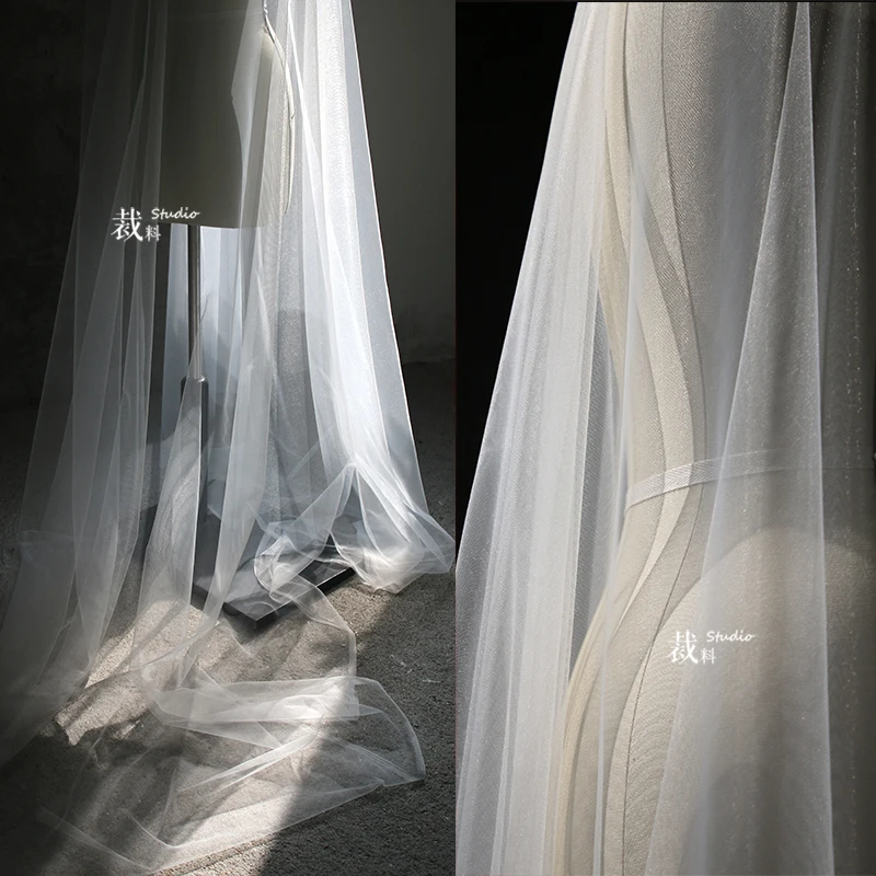 Diamond-Shaped Network Super Transparent Stretch Soft Designer Tulle Fabric Wedding Dress See-through Dress Cloth