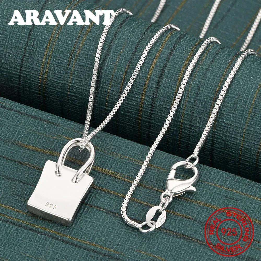 

925 Sterling Silver Shopping Bag Pendant Necklace - Unique Gift For Women, Versatile For Events And Jewelry