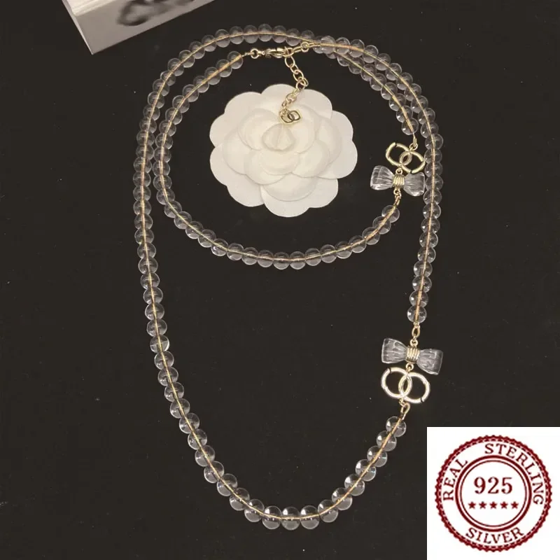 

Новое трендовое ожерелье из стерлингового серебра своими руками с бантом и стеклянными бусинами на 2025, полное роскоши, изысканное, модное и универсальное