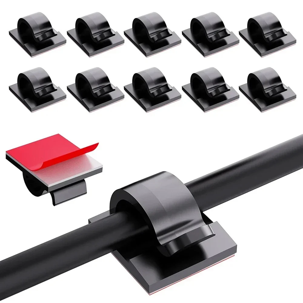 Cable Management Clips Organizer 20/40Pcs Drop Wire Holder Cord Self-Adhesive Cable Manager Fixed Clamp Wire Winder Clips Attach