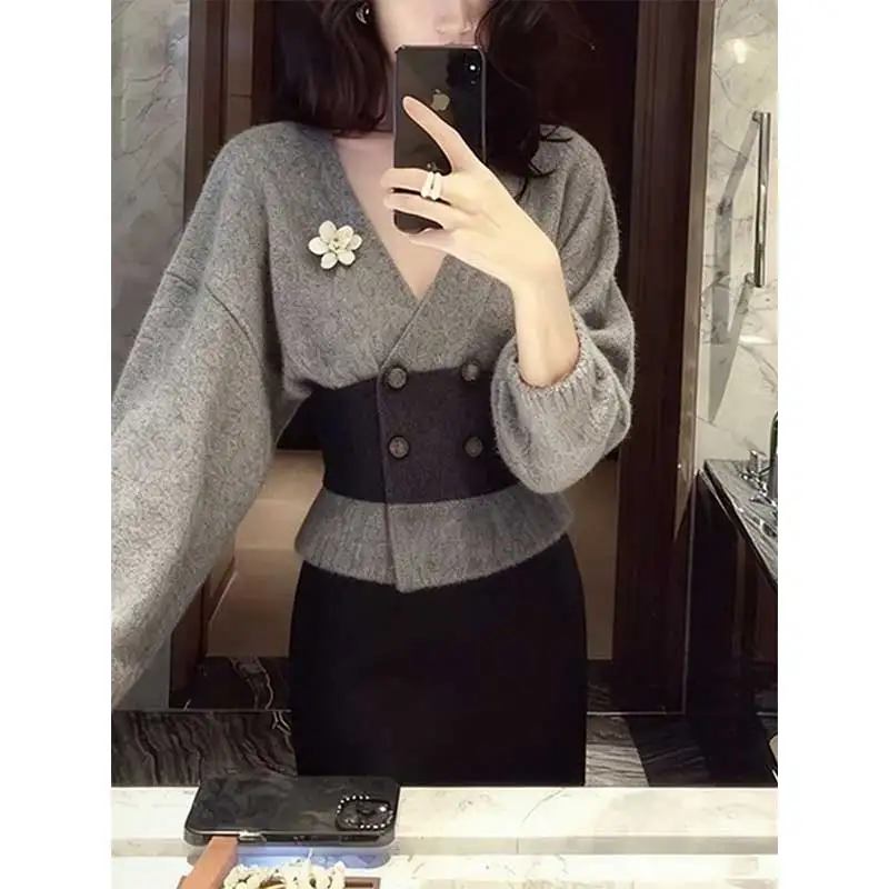 

Women Clothing Women Clothing Winter Fashion Simplicity All-match Fashionable Solid Color Patchwork Knitting Female Sweater Tops