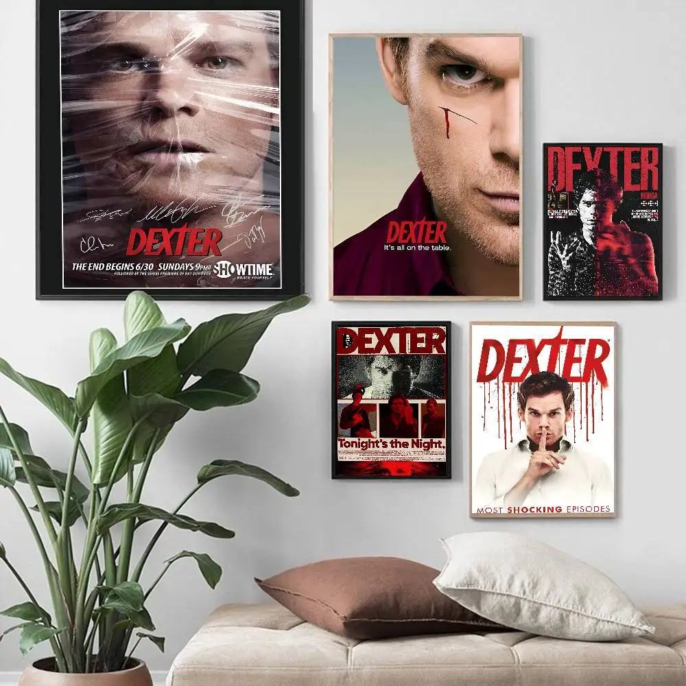 ملصقات رعب كلاسيكية أمريكية من Dexter ملصقات كلاسيكية كلاسيكية مطبوعة بالورق الأبيض ملصقات فنية لديكور غرفة Kawaii