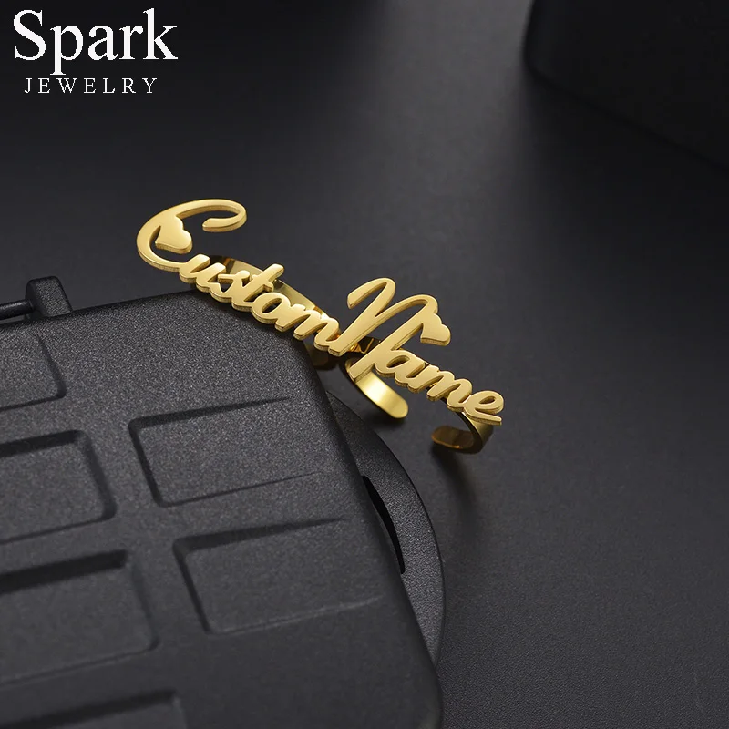 

Искра индивидуальное имя бабочка сердце кольца из нержавеющей стали для женщин и мужчин двойное имя персонализированные ювелирные изделия кольца для пар подарок на помолвку