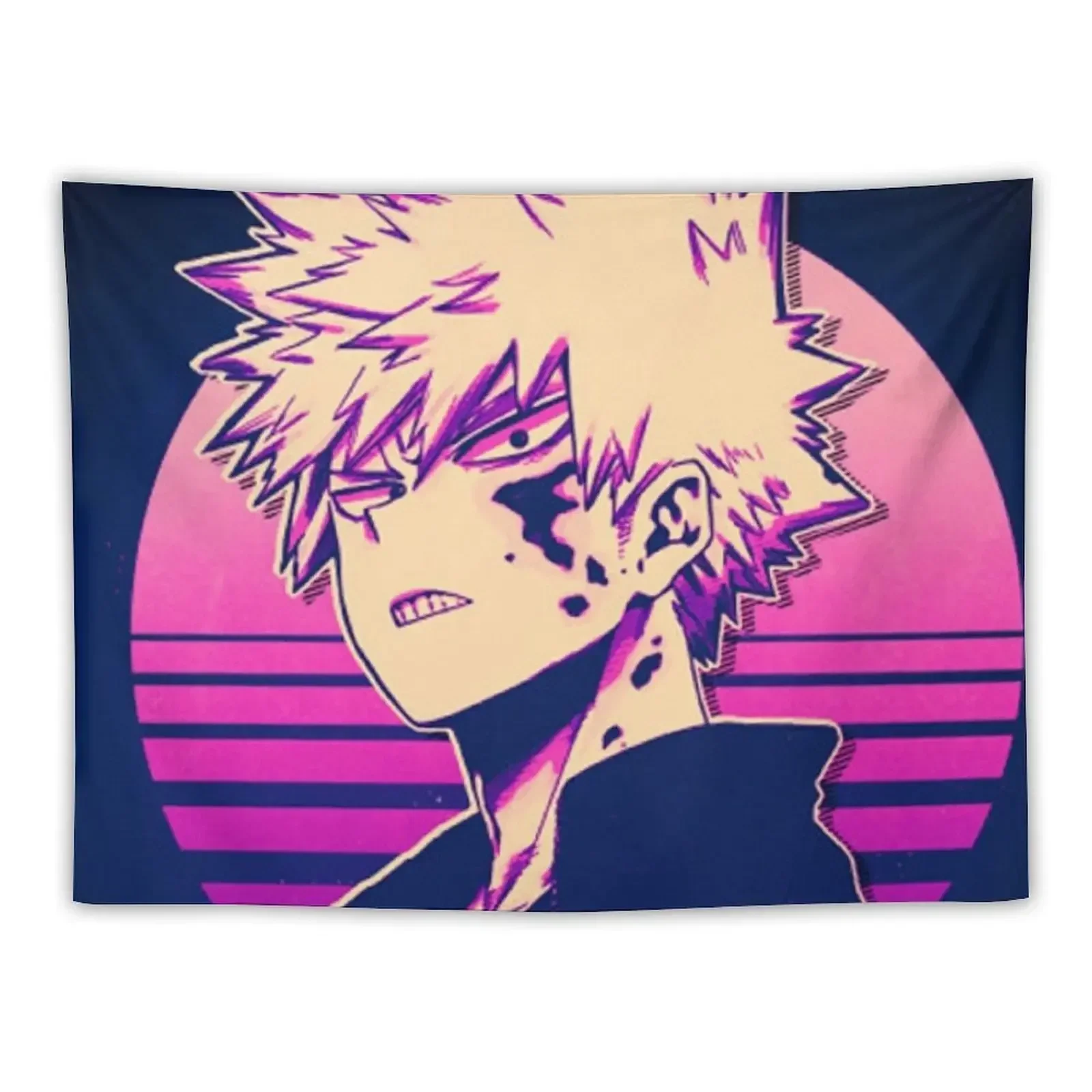 

Katsuki Bakugo 80s Vaporwave Tapestry Aesthetic Room Decorations Decoration Bedroom Tapestry