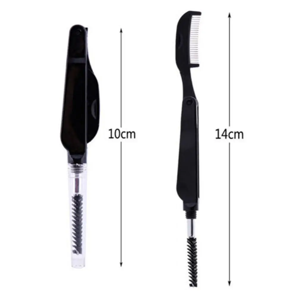 Women's Fashion Makeup Beauty Steel Needles Mascara Separator Eyebrow Brush Dual-Head Foldable Eyelash Metal Comb