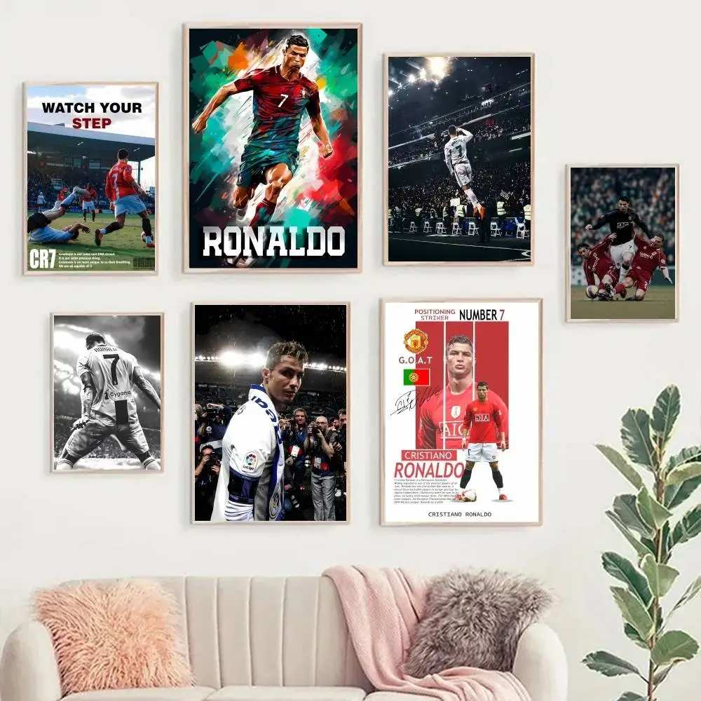 1 قطعة R-رونالدو كرة القدم C-CR7 المشارك ذاتية اللصق الفن ورق مقاوم للماء ملصق مقهى بار غرفة جدار ديكور