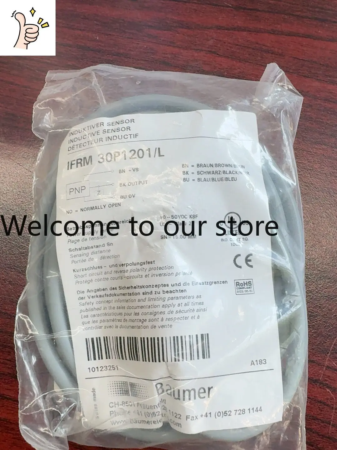 New Baumer IFRM 30P1201/L Inductive Sensor