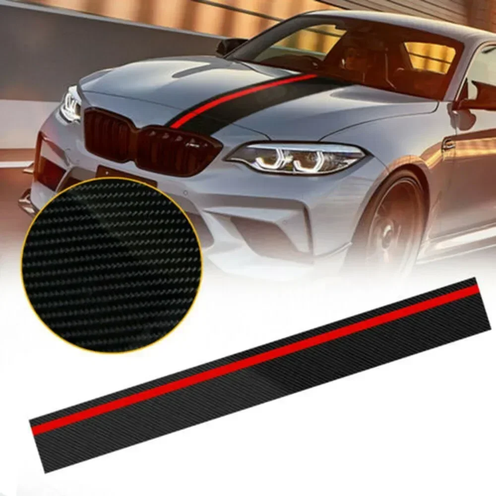 

1pcs Car 5D Auto Carbon Fiber Car Rally Racing Stripes Front Hood Decal Wrap Sticker Film Exterior Accessories