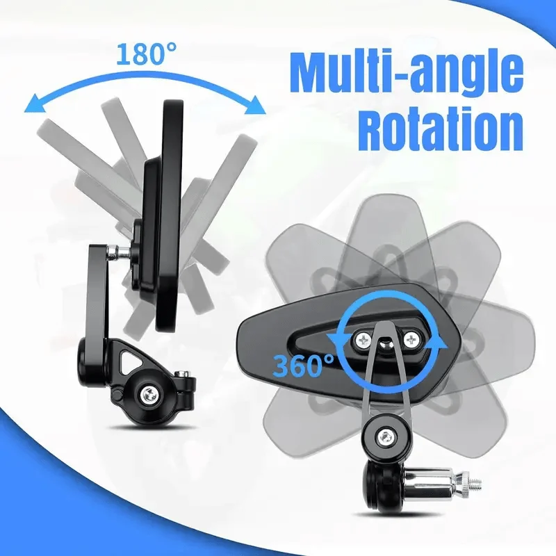 360° Rotatable Bike Bar End Mirrors, Carbon Fiber Anti-Glare Mirrors for Mountain Road Bikes, 1 Pair Cycling Accessory