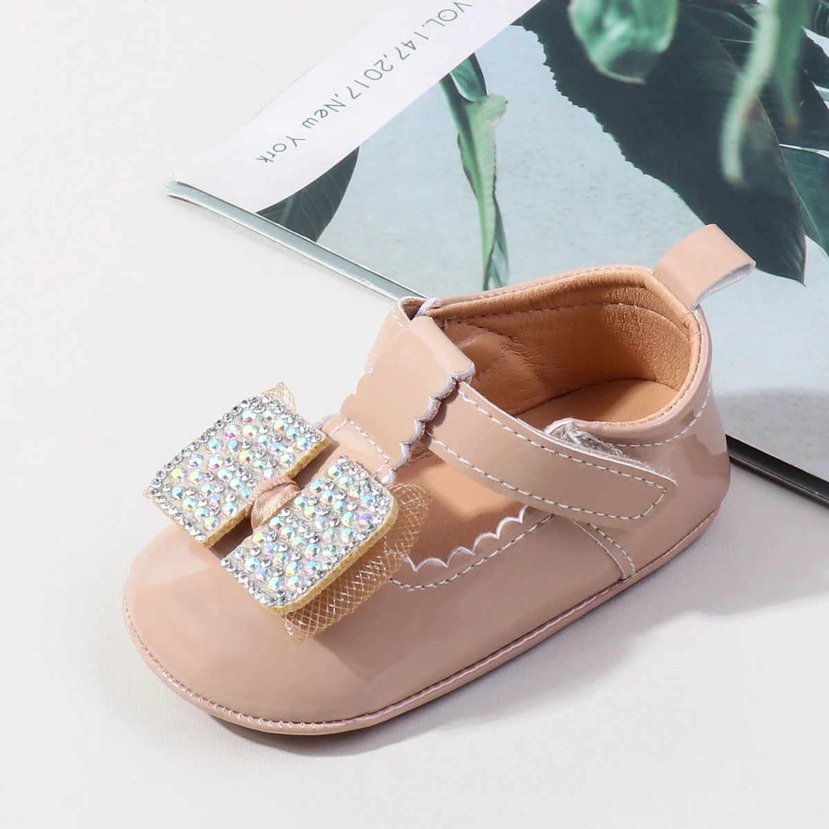 

Весенне-осенняя обувь принцессы для маленьких девочек с искусственной кожей и подошвой из TPR, обувь для первых прогулок для малышей от 0 до 18 месяцев